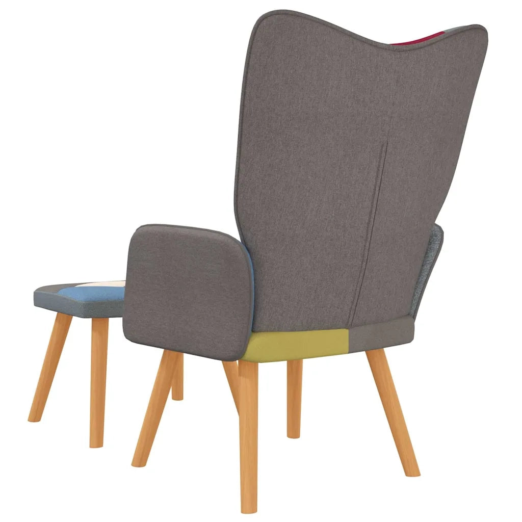 Divano Sedia-Poltrona Relax con Poggiapiedi in Tessuto Patchwork 252726