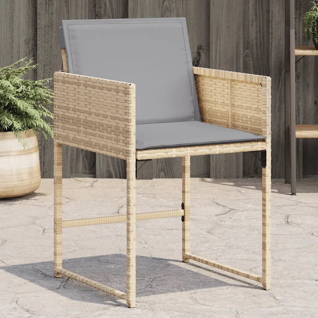 Sedie da Giardino con Cuscini 4 pz | Sedie da Esterno Beige Misto in Polyrattan
