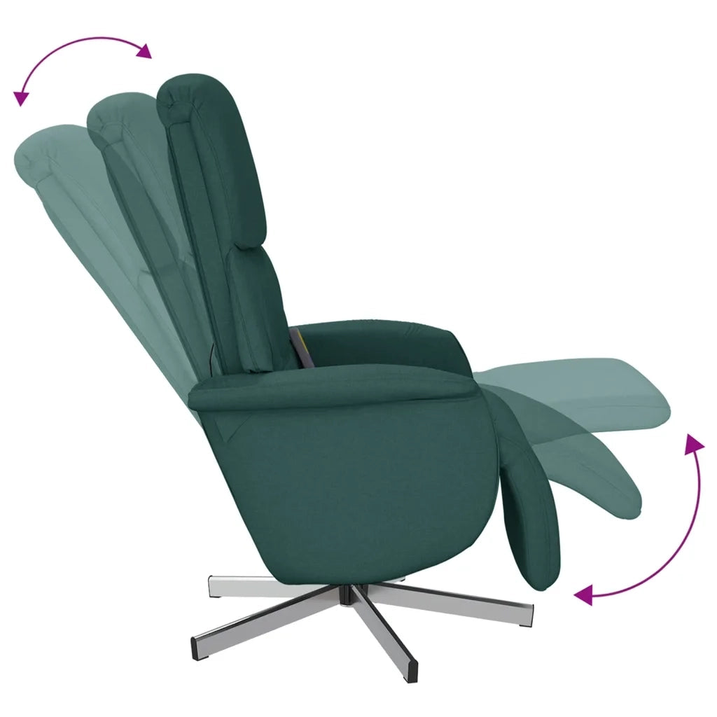 Poltrona | Sedia Relax Reclinabile Massaggio Poggiapiedi Verde Scuro Tessuto