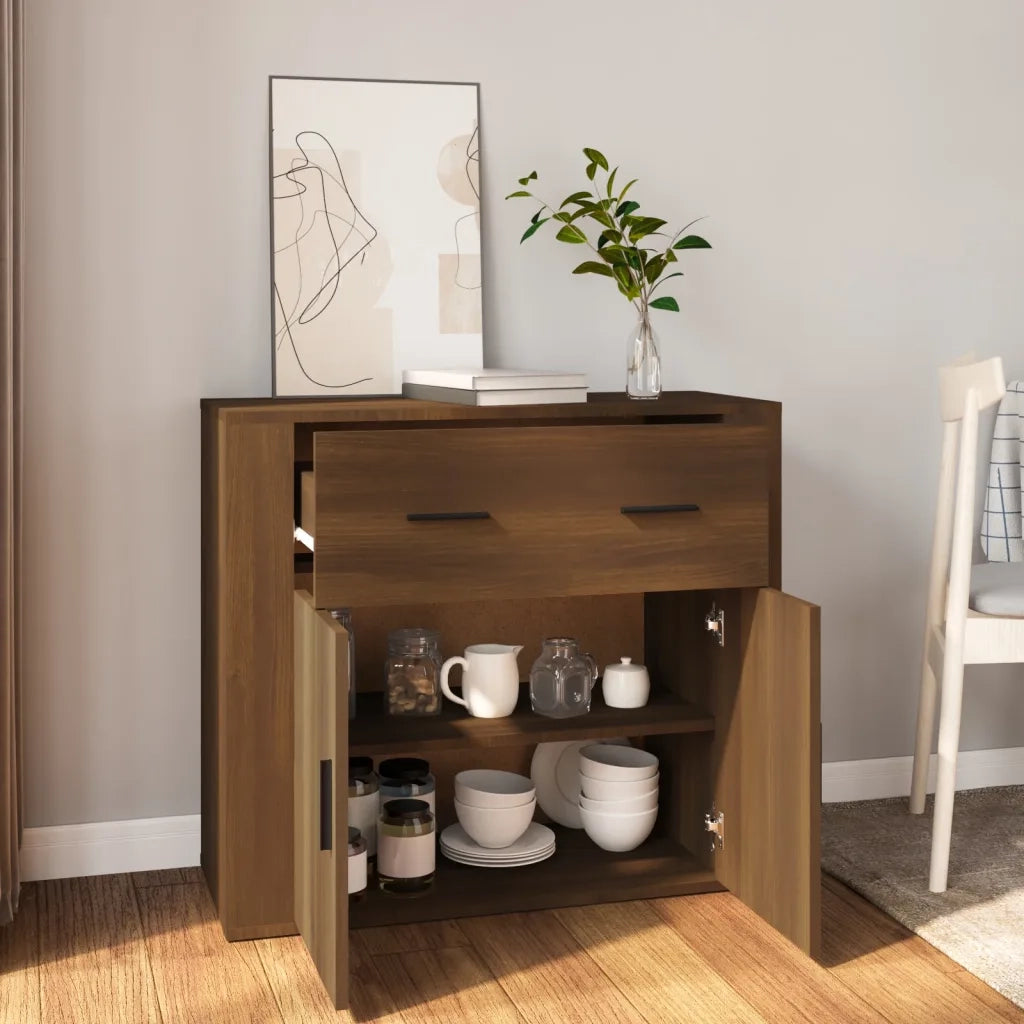 Credenza Rovere Marrone 80x33x70 cm in Legno Multistrato 816575