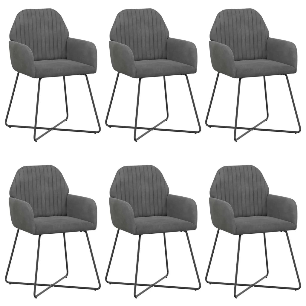 Sedie da pranzo 6 pcs Velluto (V) Grigio Scuro 55 x 50 x 84 cm 3428384