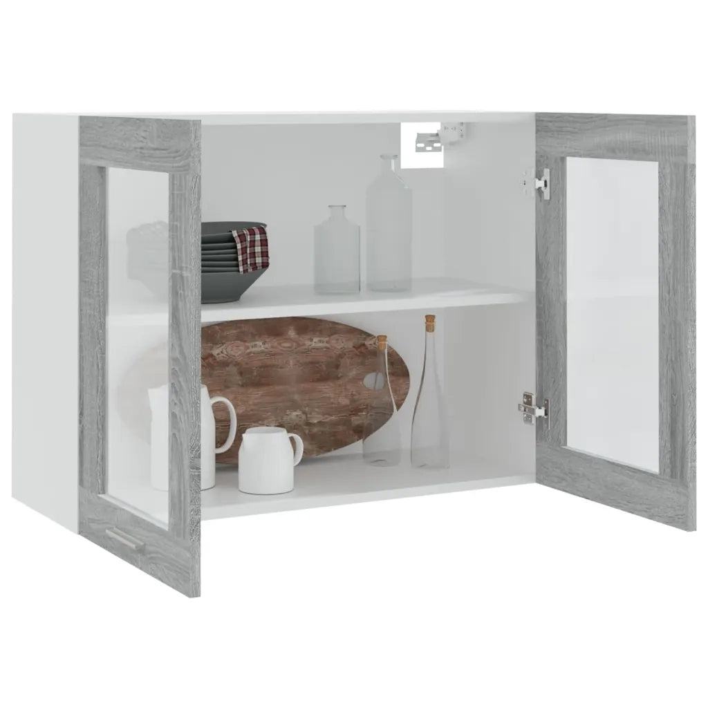 Mobile Pensile Vetro Grigio Sonoma 80x31x60cm Legno Multistrato cod mxl 67889