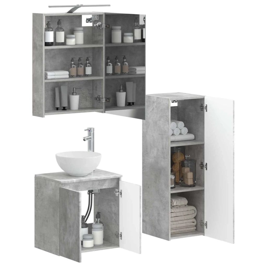Set di mobili per il bagno 4 pcs Grigio Cemento 3407410