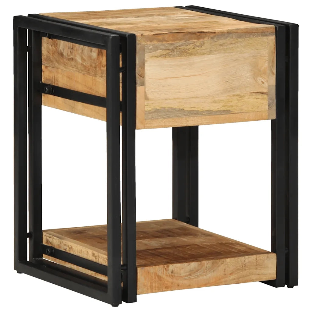 Set di 2 Comodini | Armadio da Notte | Mobiletto da notte 40x40x50 cm in Legno Massello di Mango Grezzo