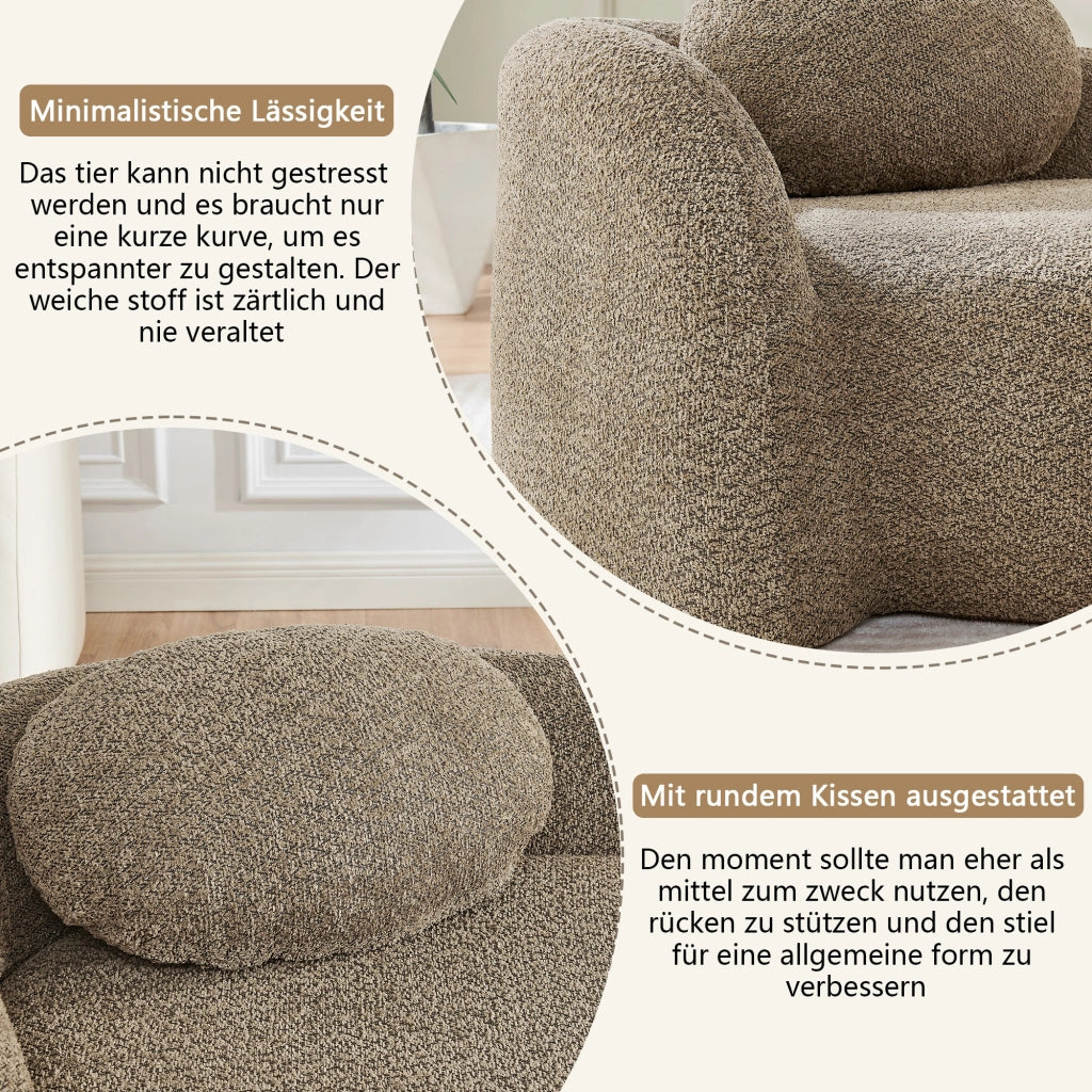 Scaffale in tessuto teddy con design arrotondato imbottitura in schiuma ad alta elasticità marrone