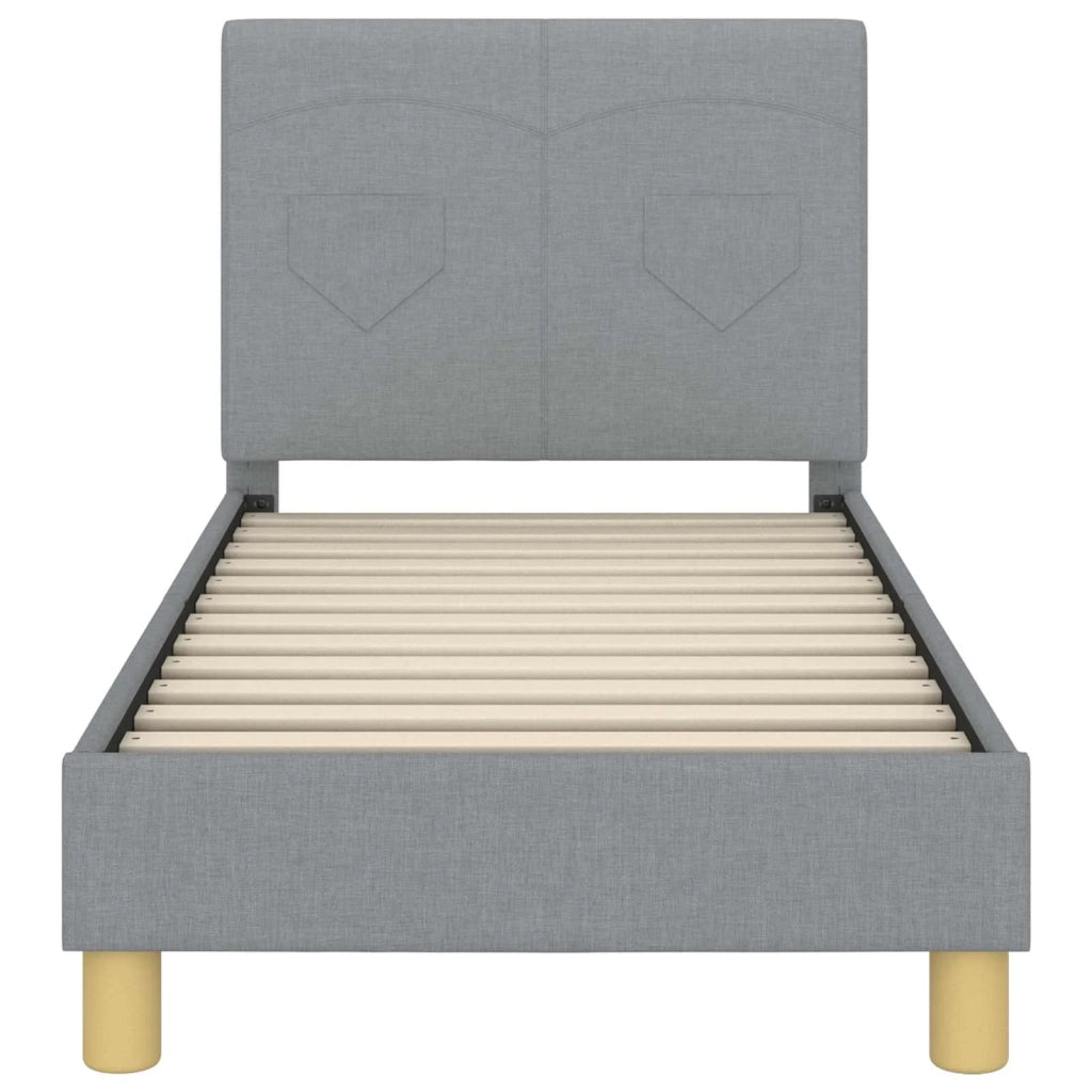 Letto singolo | Letto per adulti | Struttura letto per bambini con testata Grigio chiaro Tessuto