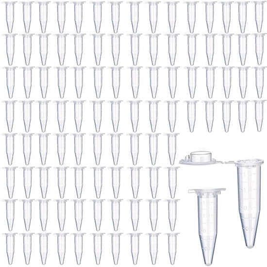 Set di tubi conici in plastica da 1,5 ml - 100 pezzi - con coperchio a scatto - per contenitori di grandi dimensioni - conico