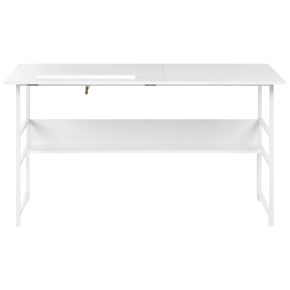 Scrivania da ufficio per casa con piano regolabile e ripiano inferiore in truciolato 140 x 50 cm bianco Design minimalista