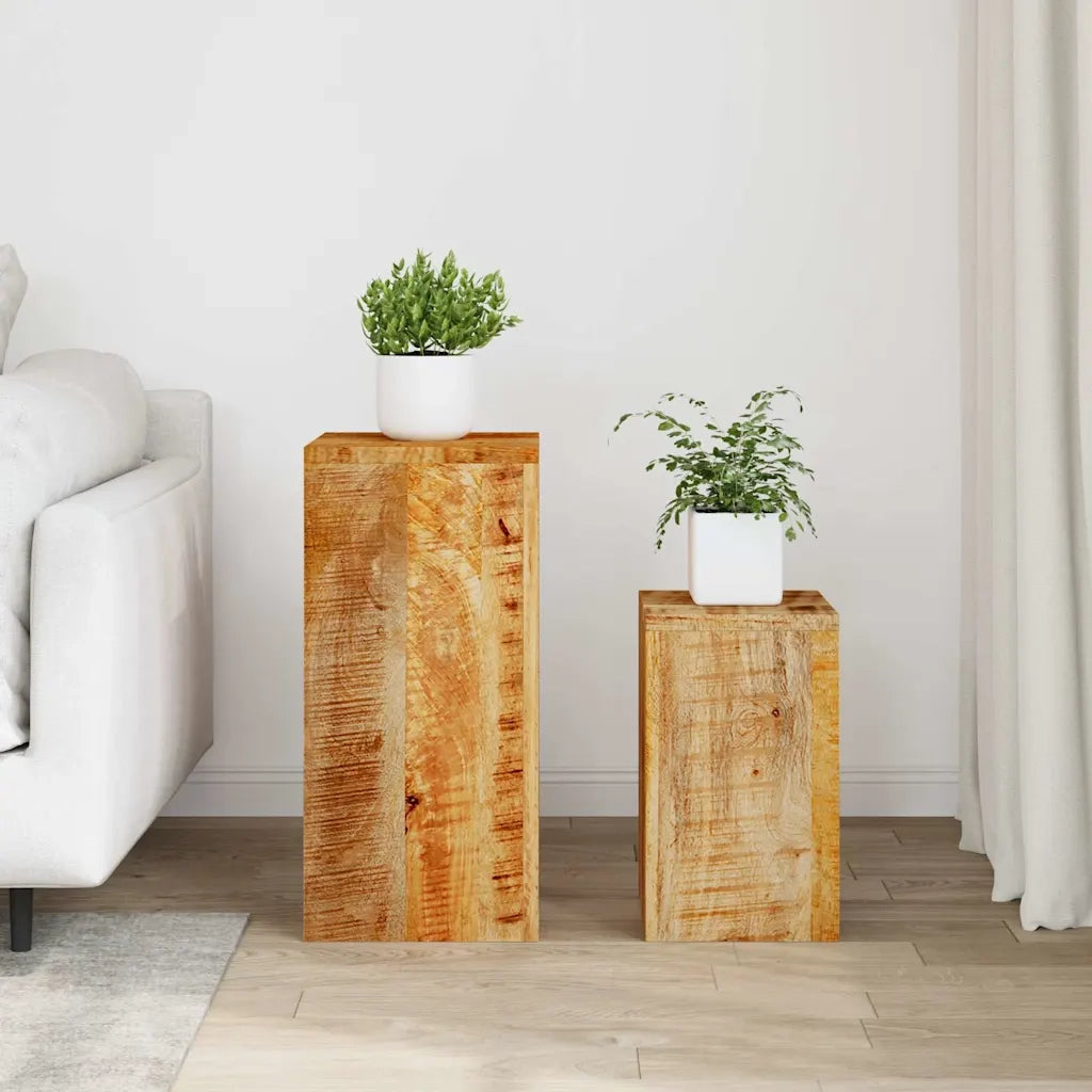 Supporti per Piante 2 pz in Legno Massello di Mango 320804