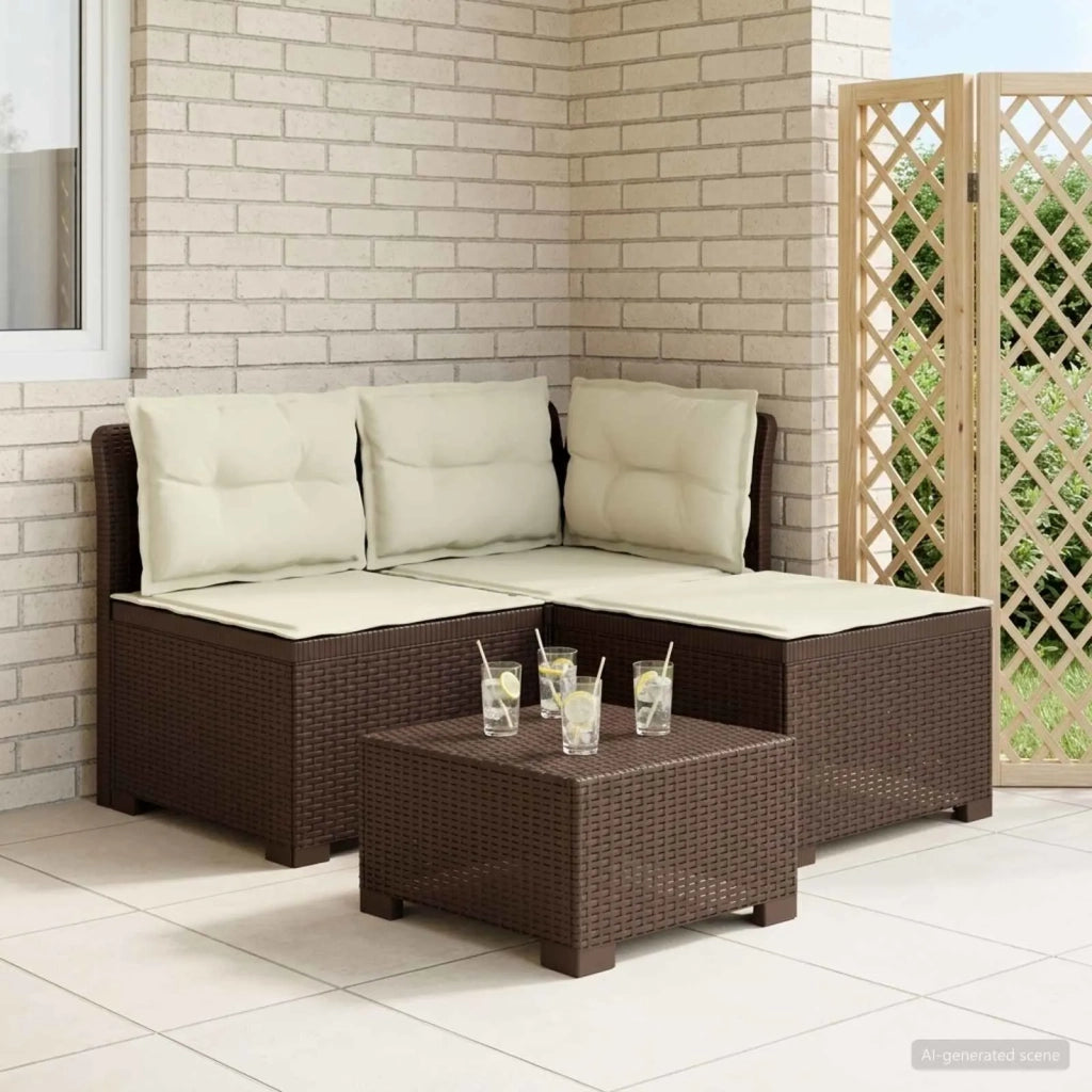 Divano da giardino 3 posti con cuscini in look rattan PP 8011908