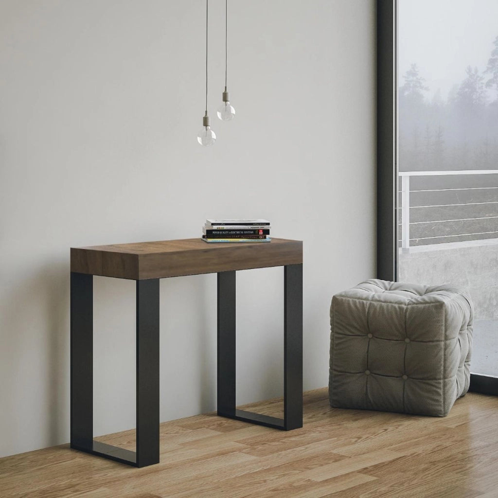 Consolle allungabile 90x40/196 cm Tekno Small Noce telaio Antracite