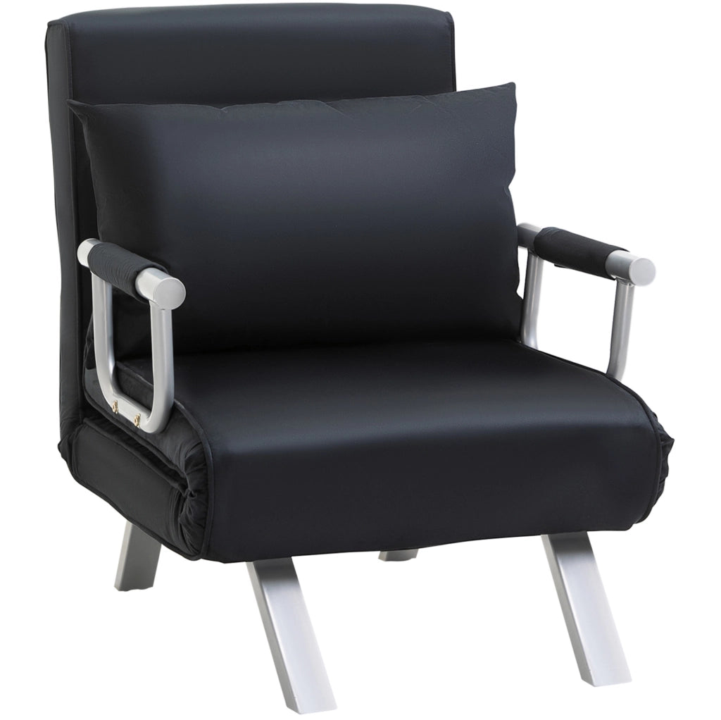 Divano letto 2 in 1 con schienale regolabile, nero