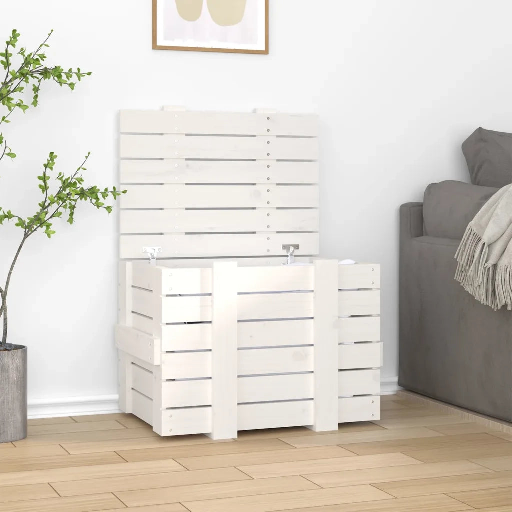 Contenitore Portaoggetti Bianco 58x40,5x42 cm Massello di Pino 824994