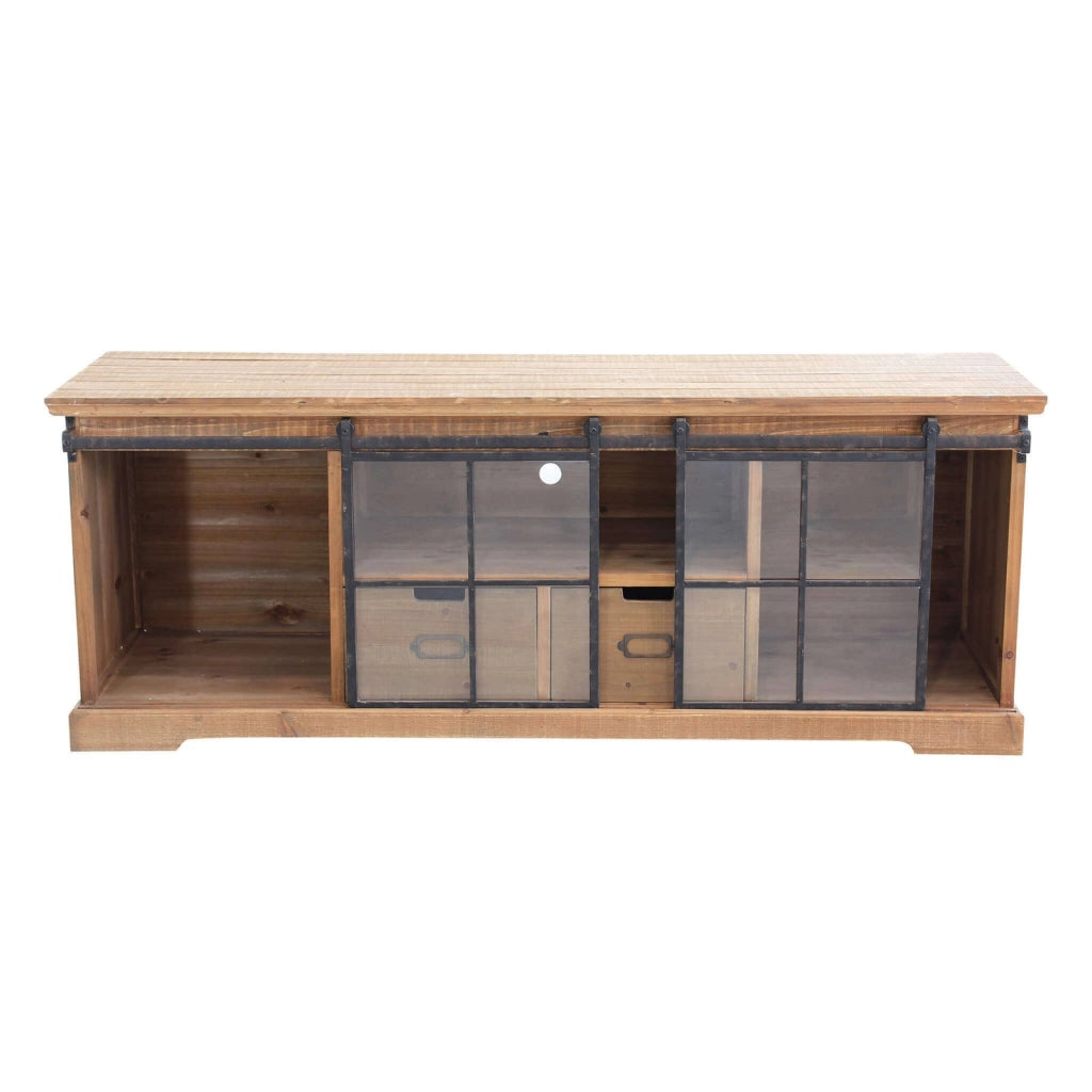Porta tv per soggiorno Industrial in Legno Acciaio cm 160x45 5x60 - TYBALT