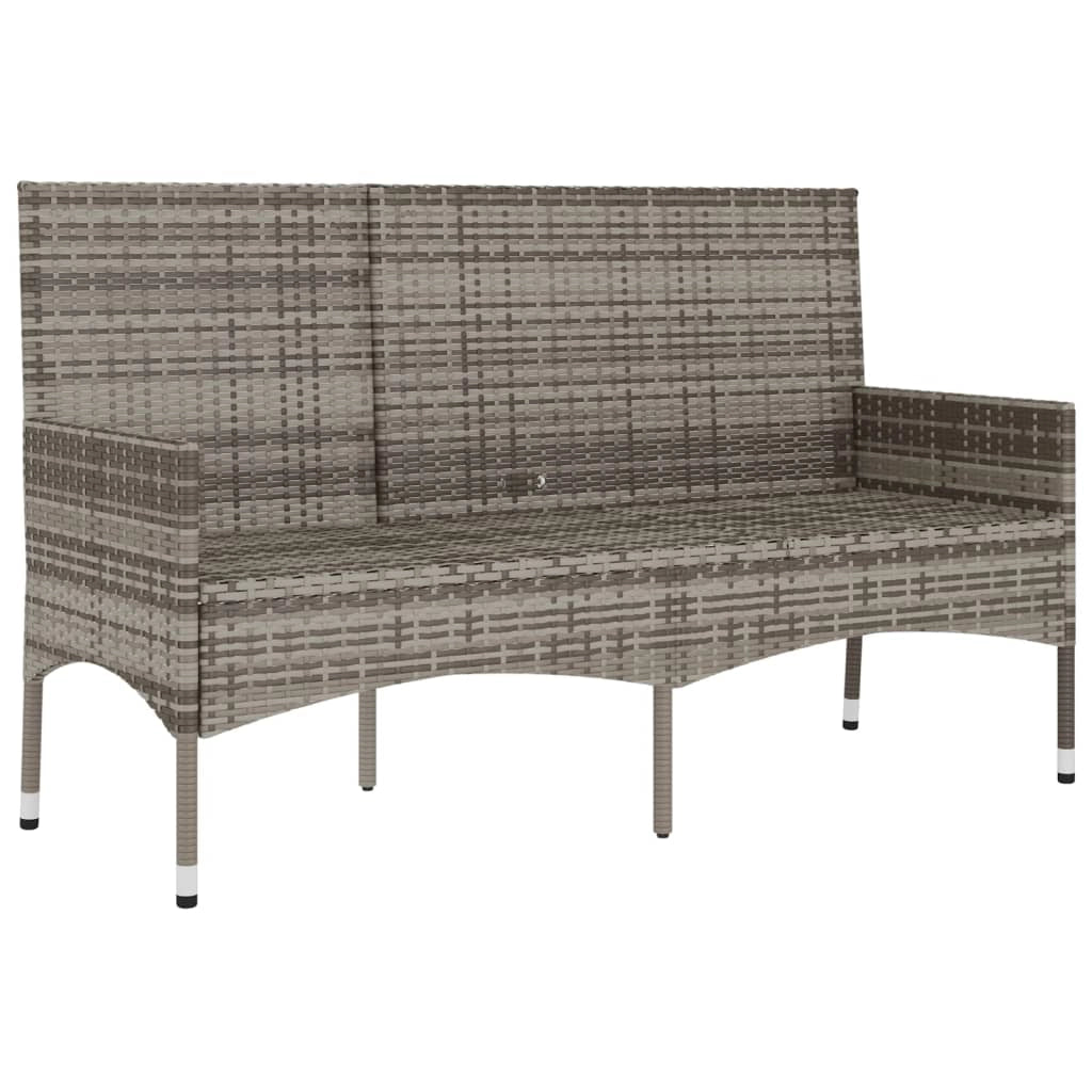Panca da giardino/mobili da patio a 3 posti con cuscini 140 x 51 x 85 cm resina intrecciata grigia 02_0011789