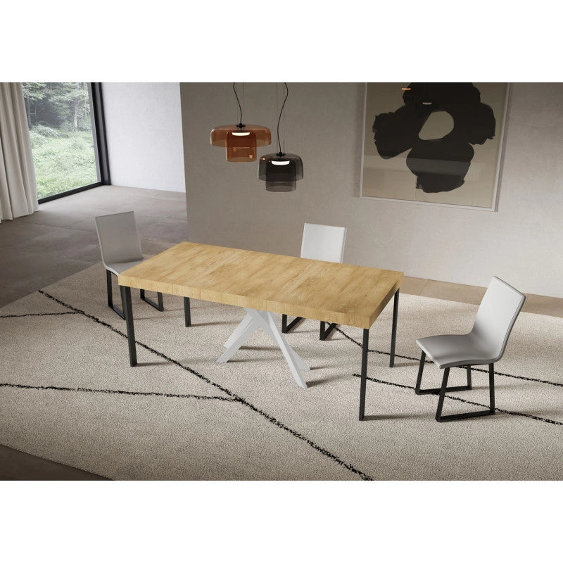 Consolle allungabile 90x40/300 cm Saki Premium telaio Bianche - Quercia Natura