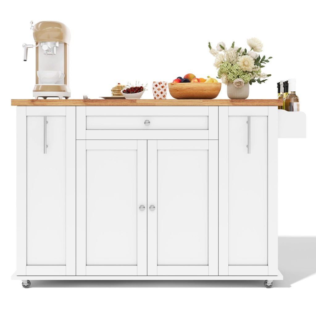 Carrello da cucina con piano ribaltabile; 3 cassetti; 2 ante e ripiani; per cucina; 120×45×87 cm