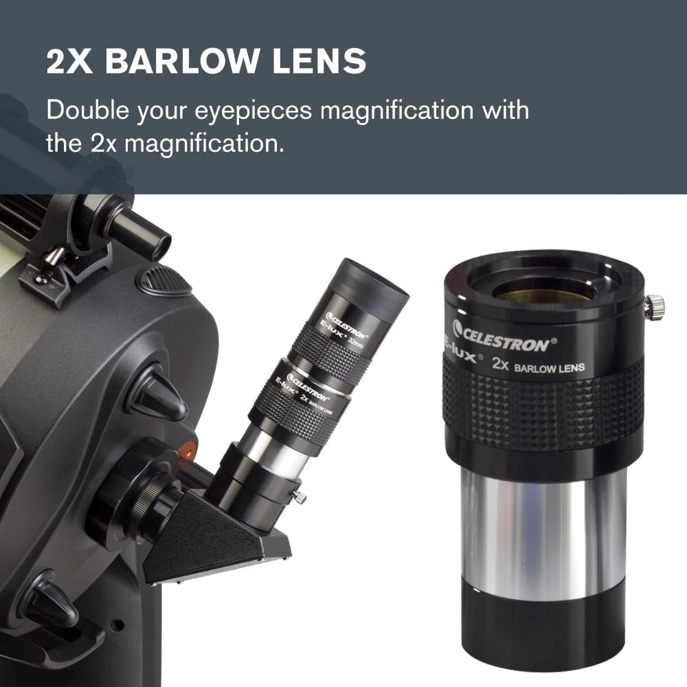 Celestron 94305 Kit oculare e filtri da 2”, 12 pezzi - diagonale a specchio 2", adattatore diagonale, 3 oculari E-lux 2”, lenti di Barlow 2X, 5 filtri colorati e custodia rigida in alluminio, argento