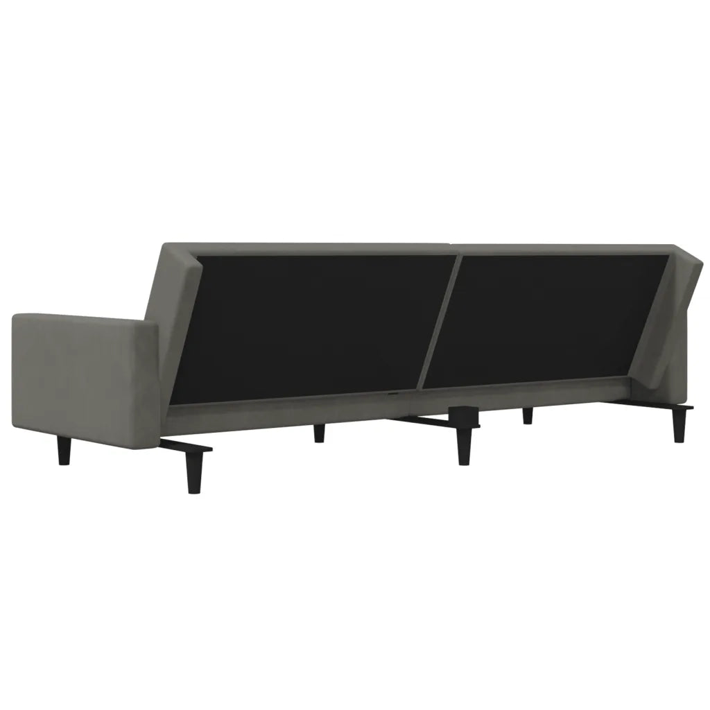 Divano Letto a 2 Posti con 2 Cuscini Grigio Scuro in Velluto 375817