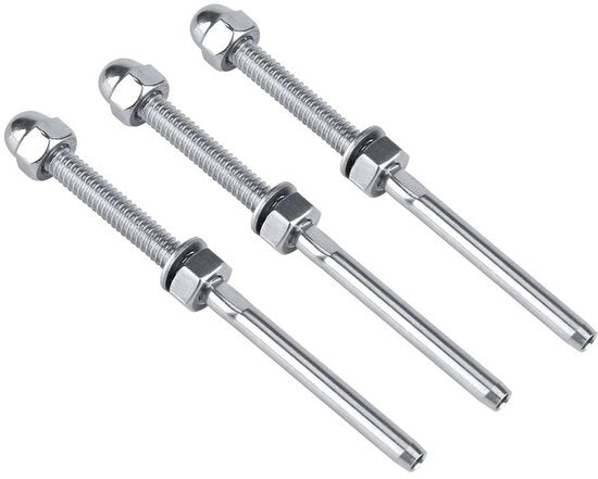 Set di Spanelli in Acciaio Inossidabile da 10 - Adatto per 1/8 Pollici Cavo - Filettatura - Duraturo - Montaggio Facile - Viti