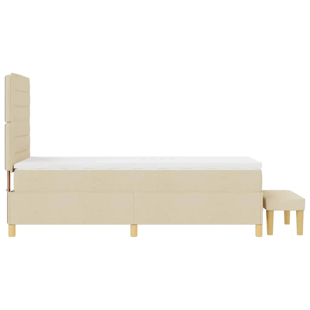 Letto a molle con testiera Crema 200 x 90 cm Tessuto 3344182
