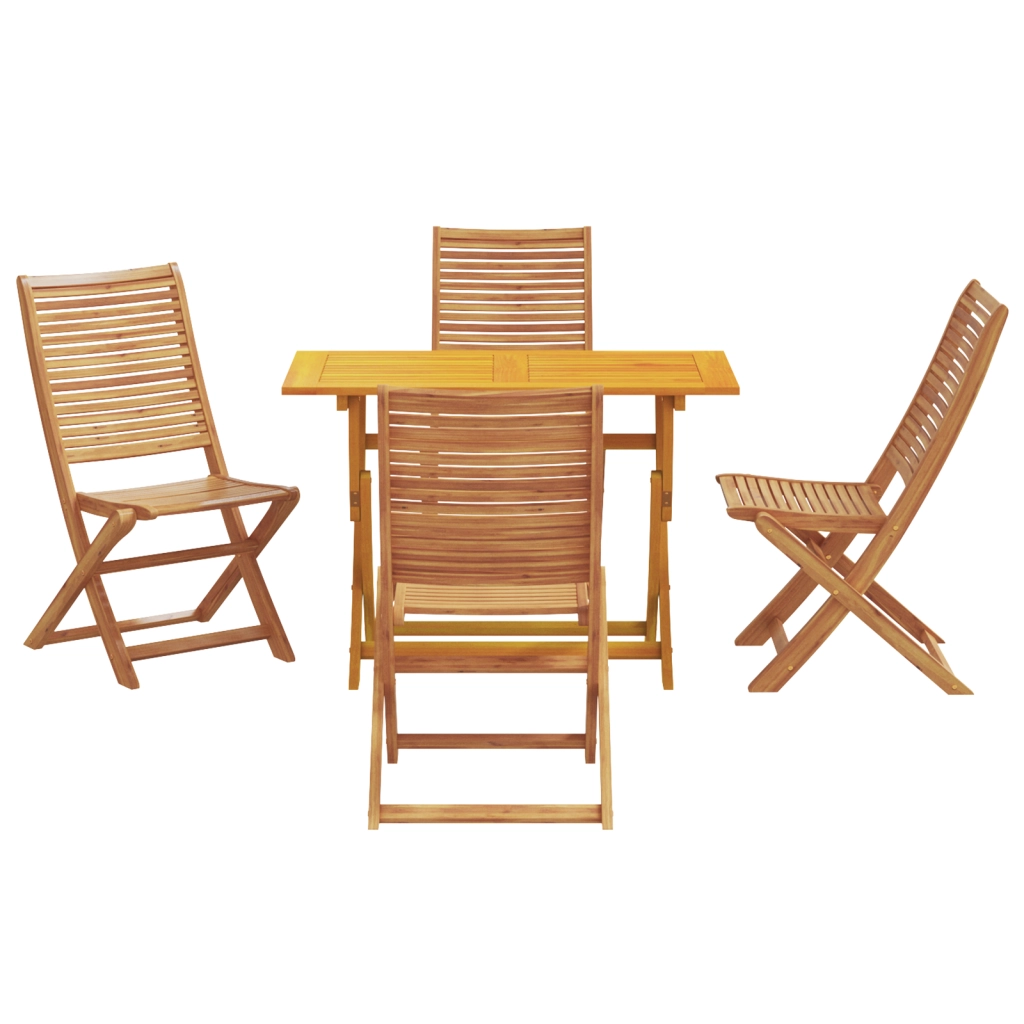 Set da Pranzo da Giardino in 5 Pezzi Legno Massello di Acacia