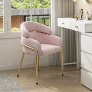 SEDIA da pranzo in velluto rosa con gambe in metallo