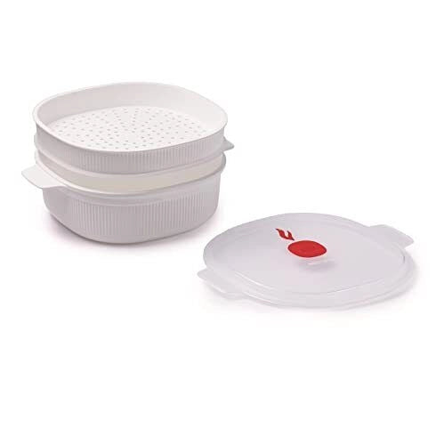Snips 000851 TempoZero Vaporiera per Microonde 2 Vassoi 4 L senza BPA lavastoviglie safe colore Bianco