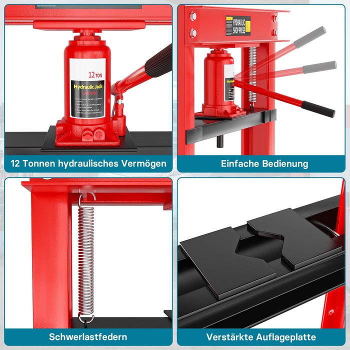Pressa idraulica da officina 12t Pressa a telaio per cuscinetti