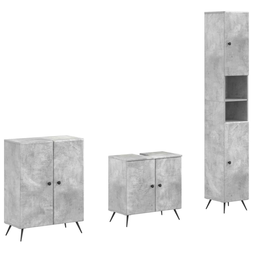 Set di armadietti da bagno in 3 pezzi BREDA Grigio Cemento 3417480