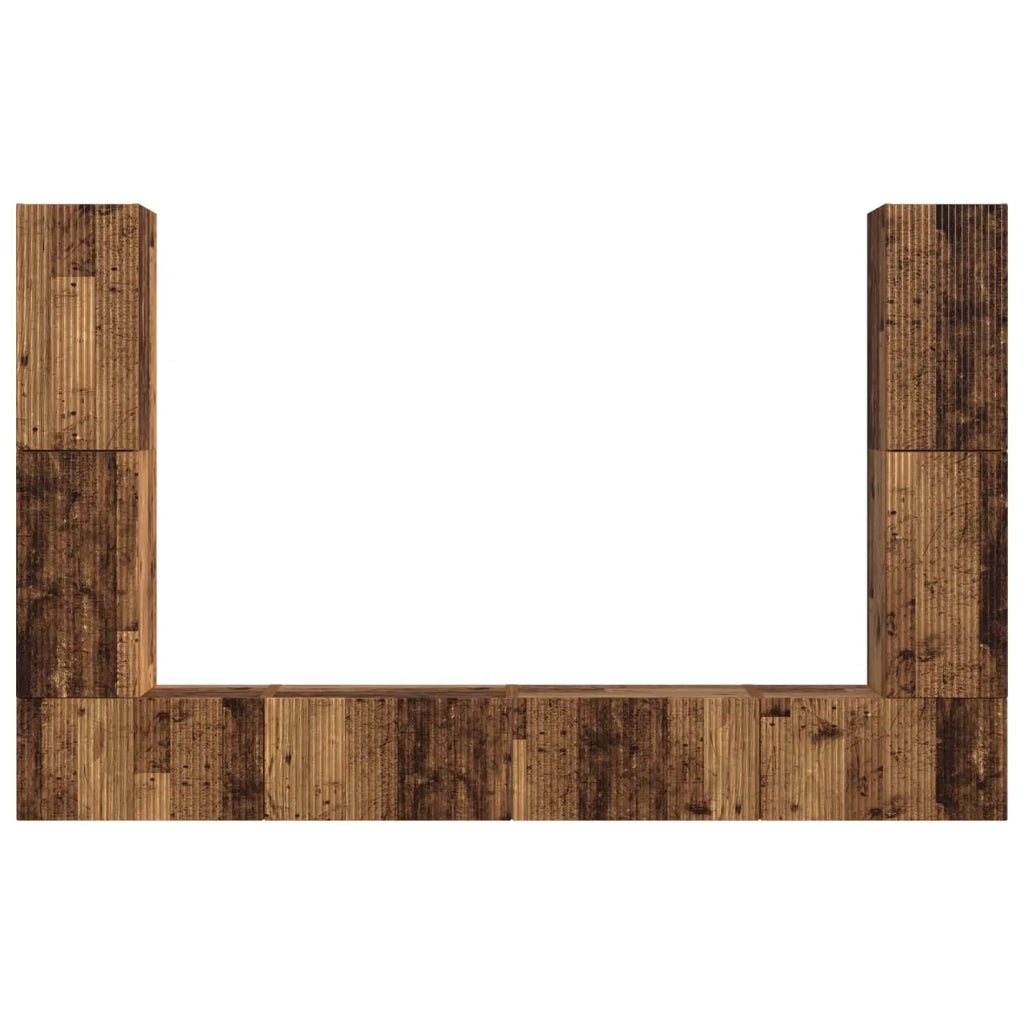 Set mobile TV 8 pz-Credenza per TV Legno vecchio Legno multistrato