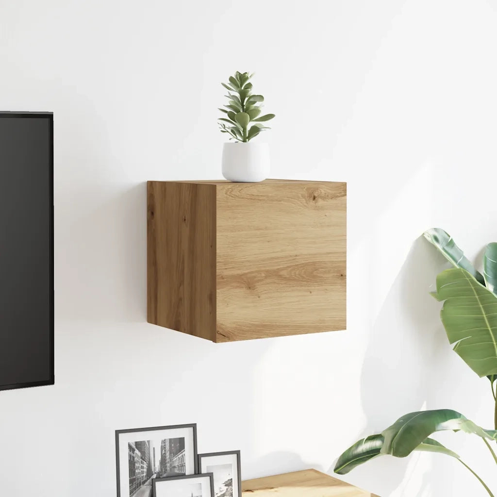 Armadietto TV Montato a Parete Rovere Artigianale 30,5x30x30 cm 856414