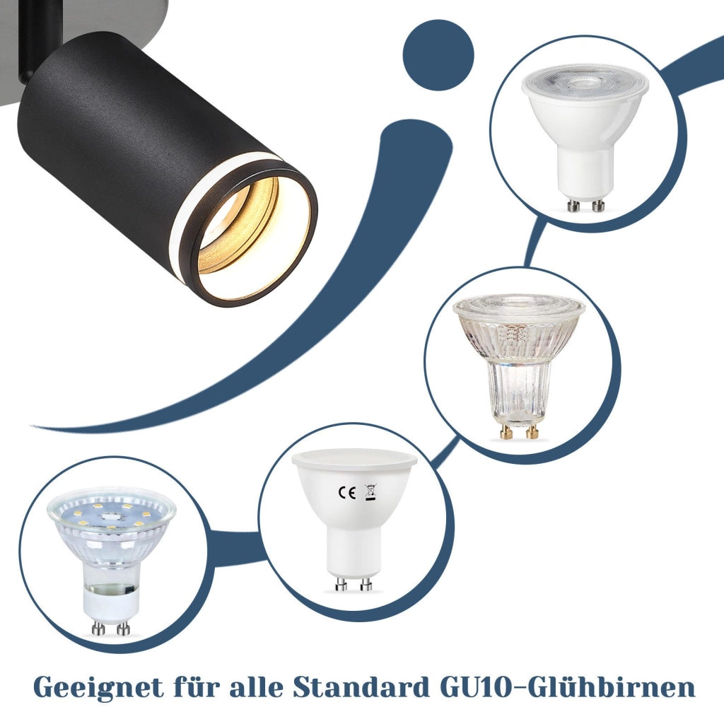 ZMH Faretto da soffitto neri 3 luci GU10 metallo orientabili moderni per camera letto sala pranzo senza lampadina