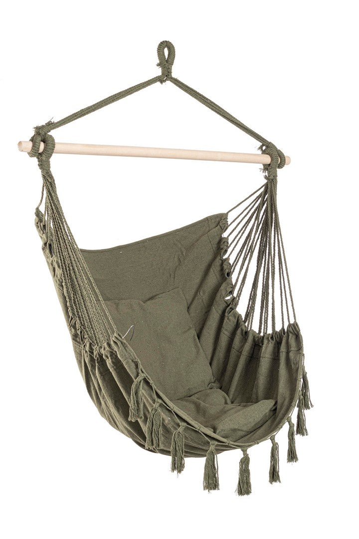 Amaca Sedia Sospesa da Giardino 100x130 cm in Poli-Cotone Juan Verde