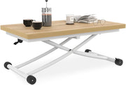 Tavolino 2 in 1 URBANA, trasformabile in tavolo da pranzo rettangolare, 100 cm, legno e bianco