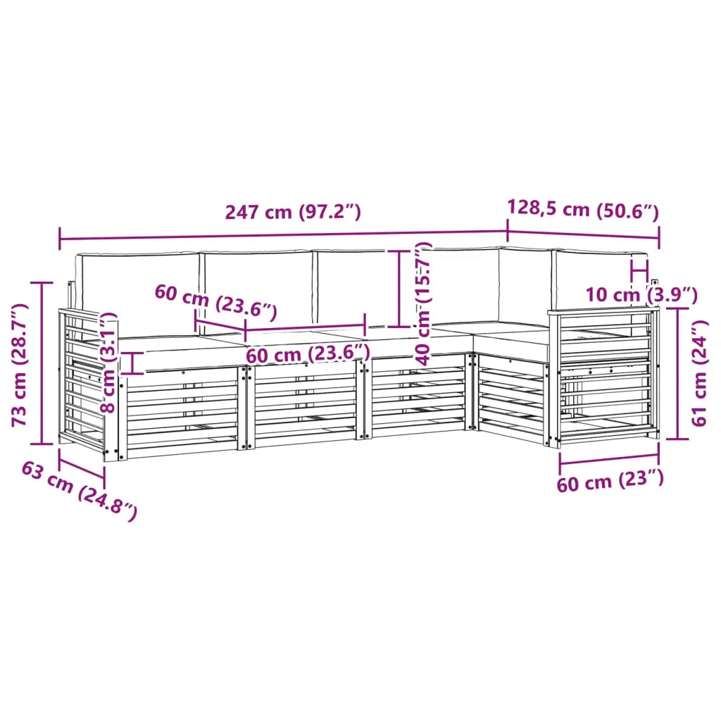 Set divano sezionale con cuscino 5 pcs Naturale e Beige 3374823