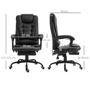 SEDIA UFFICIO MASSAGGIO 67 x 79 x 111-121 cm Similpelle Nera