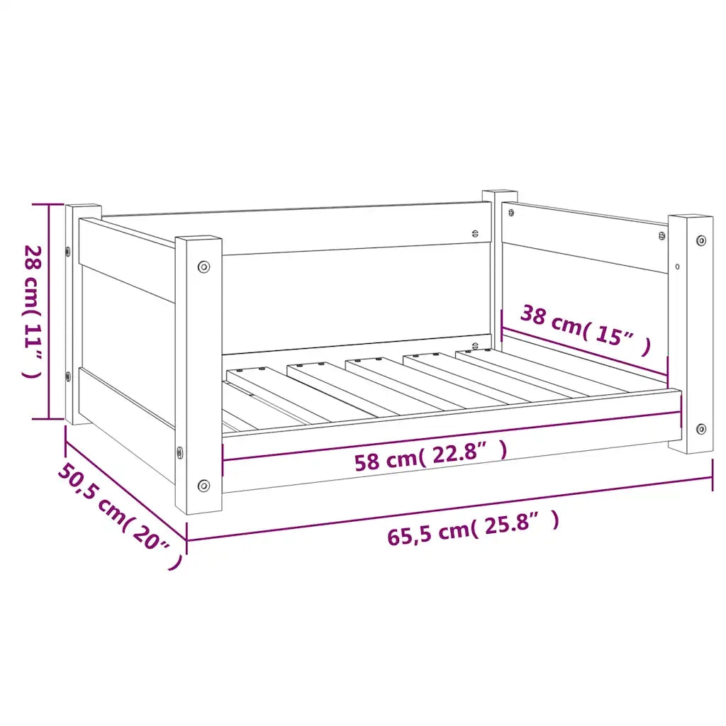 Cuccia per Cani 65,5x50,5x28 cm in Legno Massello di Pino cod mxl 40981