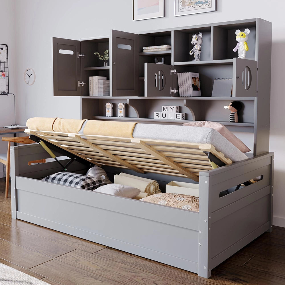 Divano letto legno 90x200cm?- Xylo - idraulico grigio