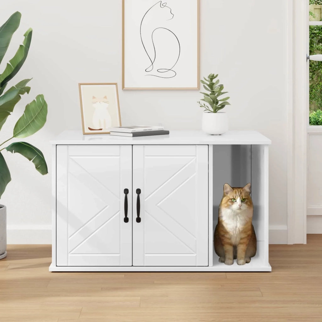 Casa per Gatti Bianco Lucido 85 x 55 x 50 cm Legno multistrato CFW3957456