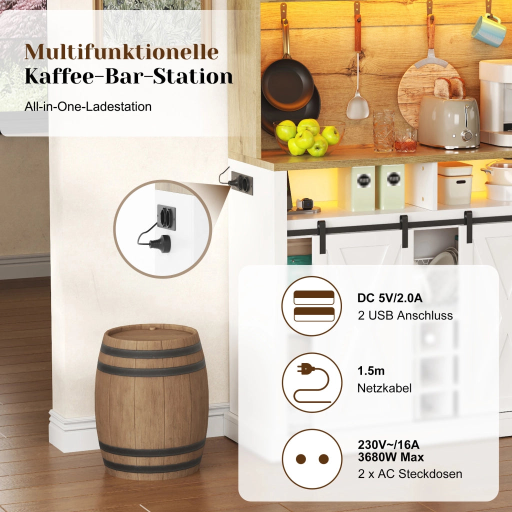 ARMADIO CUCINA ALTO 110x40x191 cm MDF Naturale/Bianco con LED
