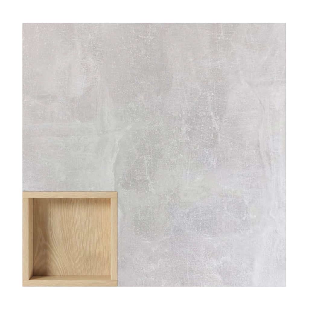 Tavolino da Caff¨¨ con Box Contenitore Estraibile; Design Grigio Cemento e Effetto Legno; in Truciolare; 72¡Á72¡Á30 cm