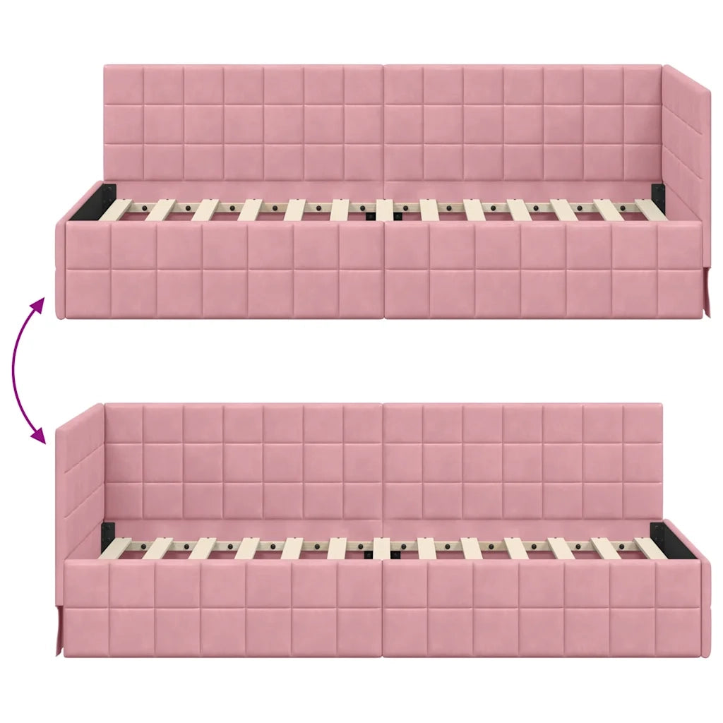 Cornice del letto ad angolo Rosa 80 cm x 200 cm Velluto 42016371
