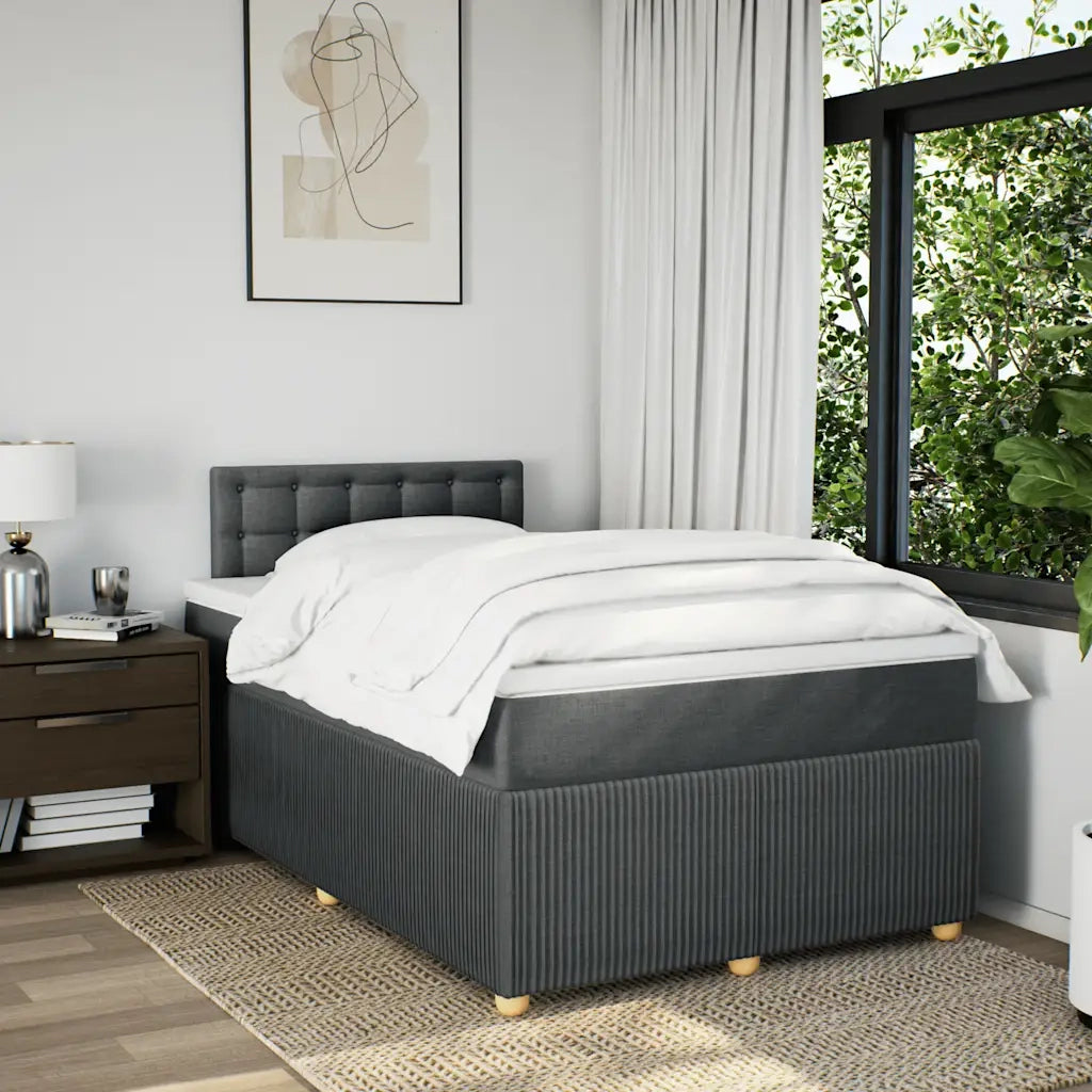 Giroletto a Molle con Materasso Grigio Scuro 120x200 cm Tessuto