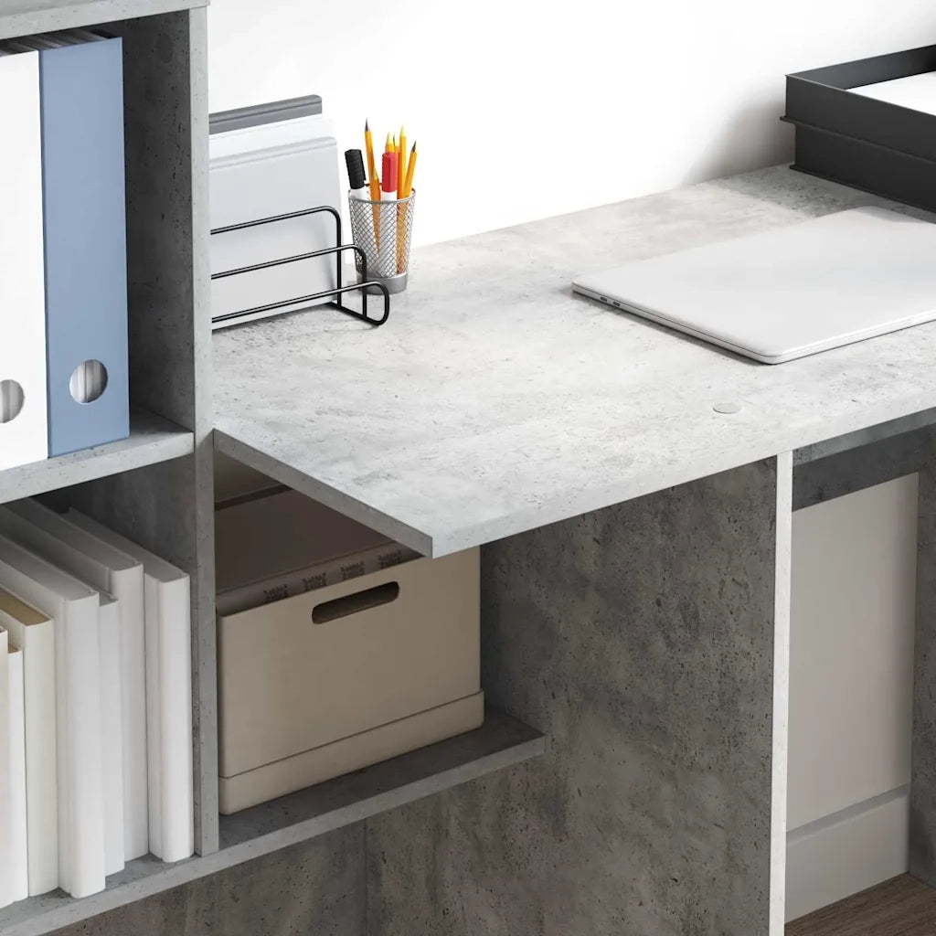 Scrivania con lo scaffale Grigio cemento 131,5 x 50 x 106,5 cm 869301
