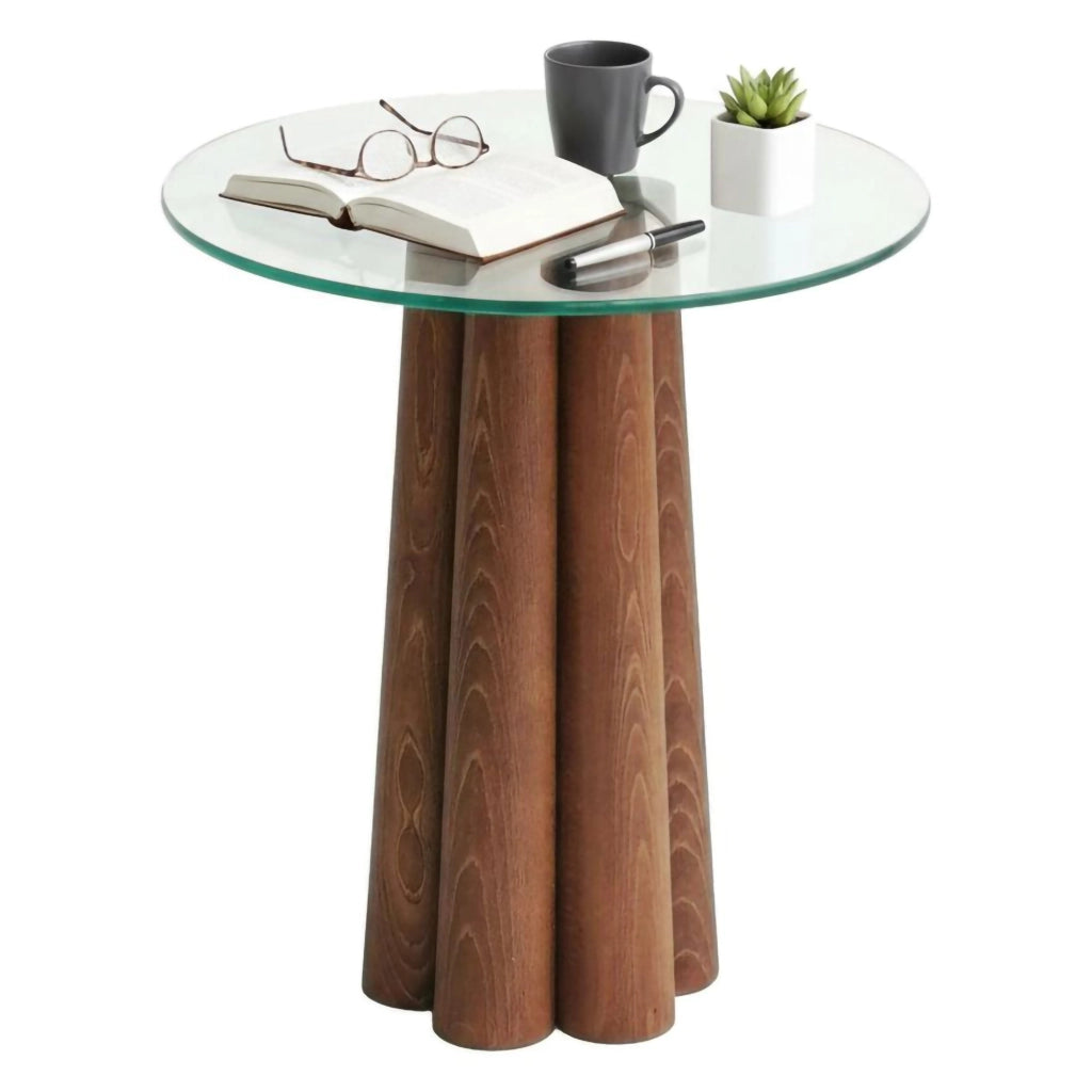 Brasilia, Tavolino da Salotto Forma Rotonda, 45x50x50h cm Marrone Noce