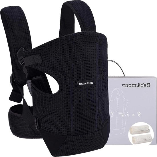 Porta bambino - ergonomico - per fronte e schiena - con 2 inserti per le spalle - nero Borsa da trasporto