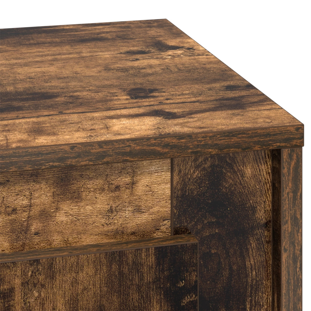 Comodino con luci LED Rovere affumicato 44x34,5x45 cm