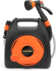 Slanghaspel a doppio filo 10 m + 1,75 m, 7 posizioni, mini slanghaspel regolabile con 7-in-1 testa di spruzzo, slanghaspel per giardino da trascinare
