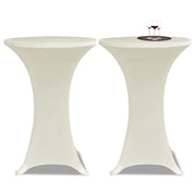 Copritavolo ?70 cm Crema Tessuto elasticizzato 2 pezzi 241208